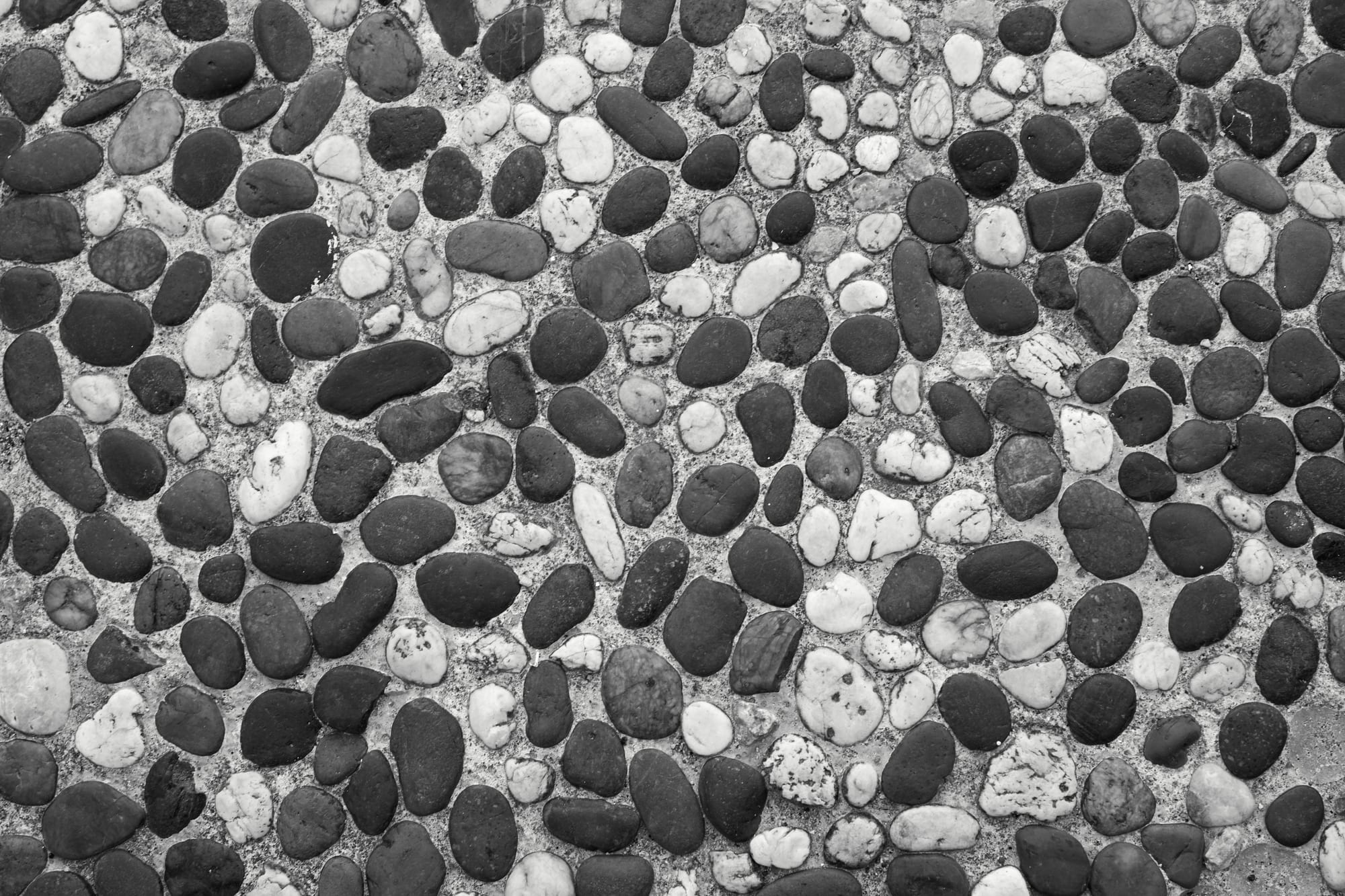 Black and white stone mosaic